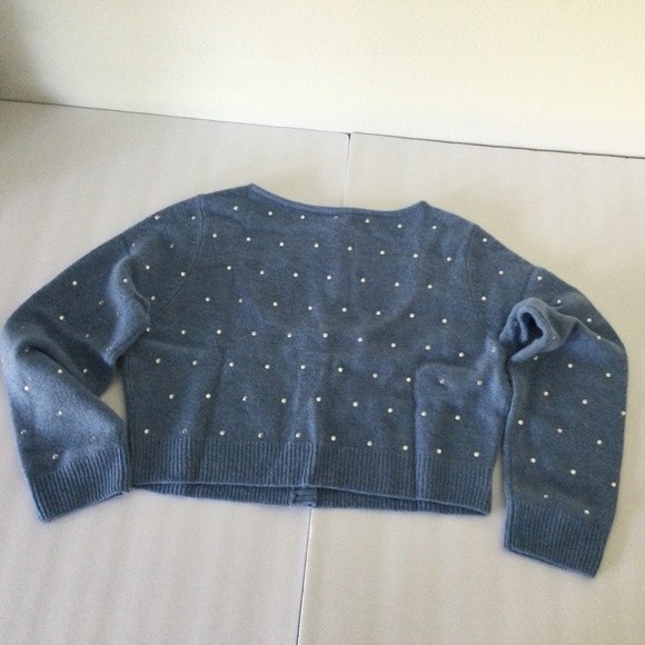 Reformation Nathalia Wool Cardigan Size L Preppy Embellished In Relaxed Blue - Picture 2 of 6